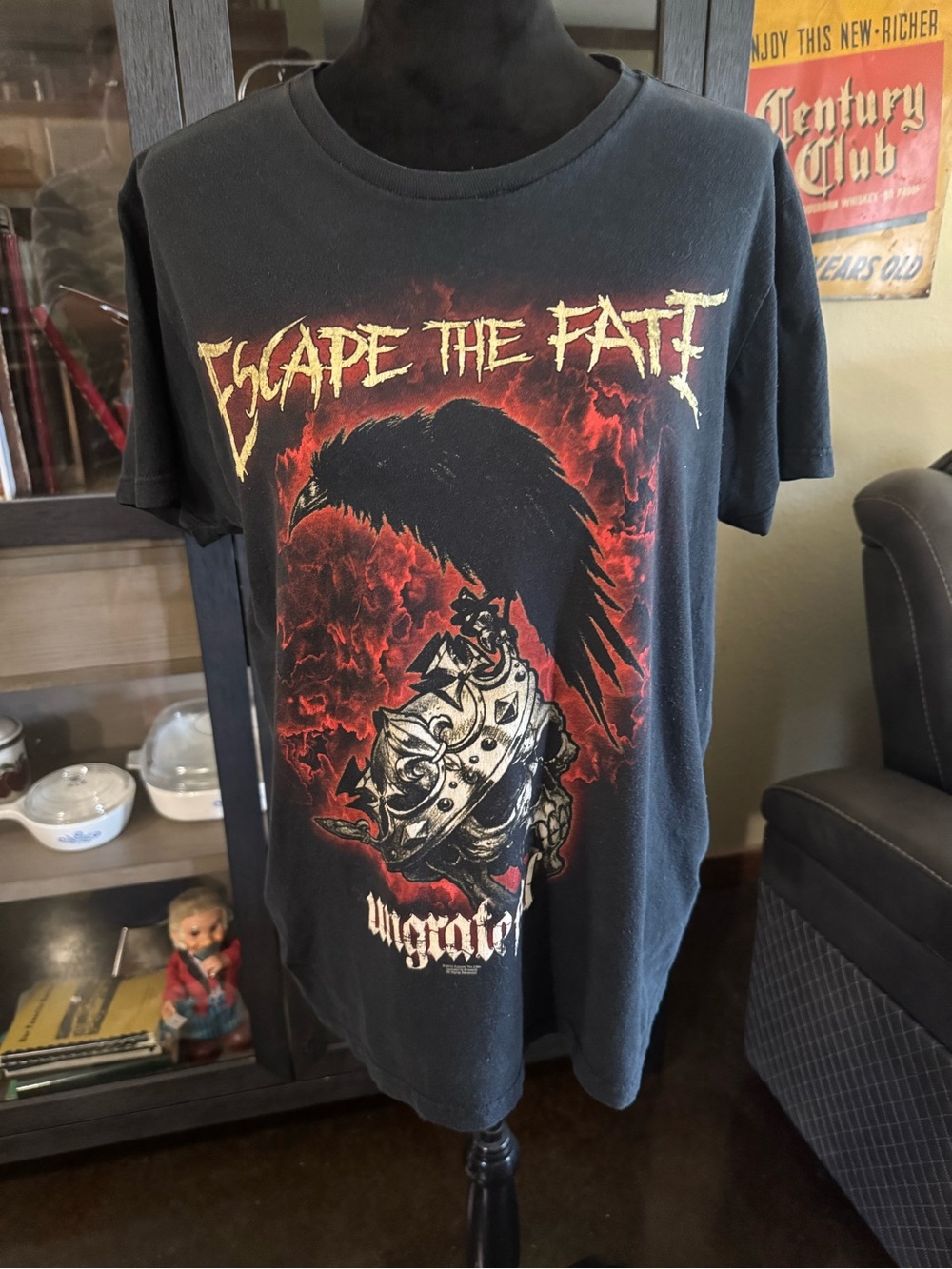 Bay Island Black Graphic 'Escape The Fate' Band Tee with Red Artwork
